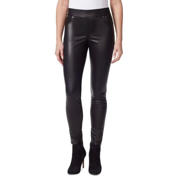 Gloria Vanderbilt Avery Slim Black Faux-Leather Pull-On Legging Pants 8 NWT - Picture 1 of 16